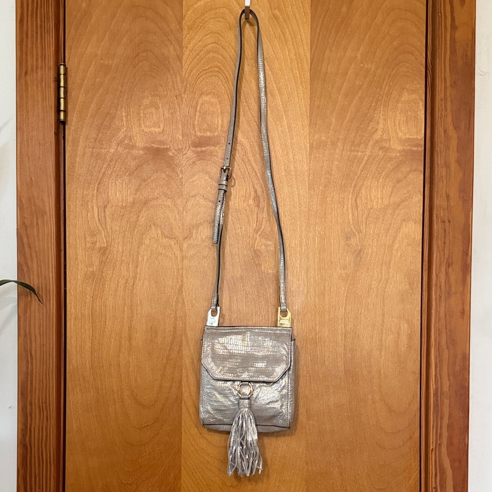 Aimee Kestenberg Metallic Silver Leather Crossbody Bag - Picture 7 of 11